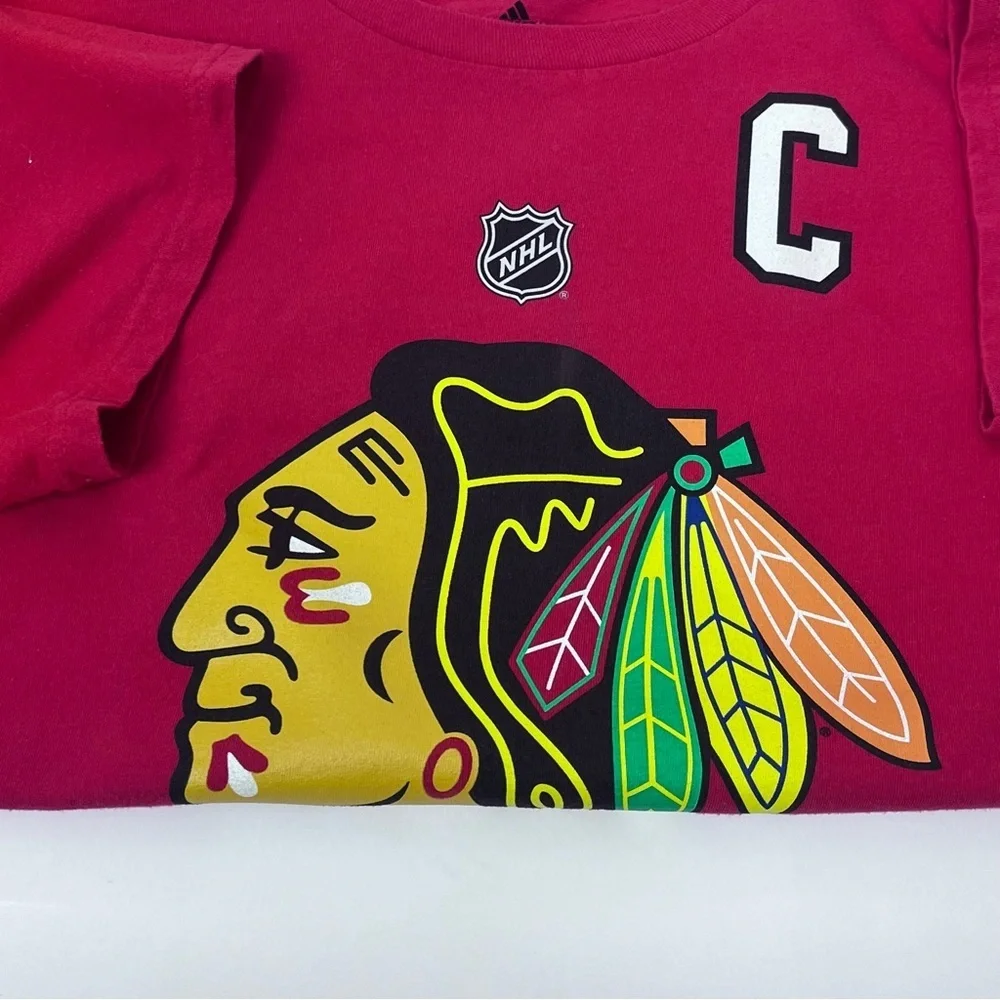 Adidas Men's 100% Cotton Chicago Black Hawks Jonathan Towes Captain Tee Size S